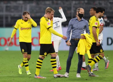 Disappointment tonight for Borussia Dortmund players.