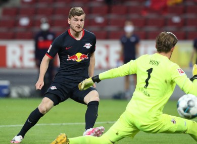 Timo Werner scores for Leipzig.