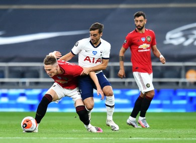 Scott McTominay holding off Tottenham's Harry Winks during Friday's draw.