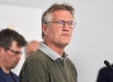 State epidemiologist Anders Tegnell of the Public Health Agency of Sweden speaking during a news conference in Stockholm today.