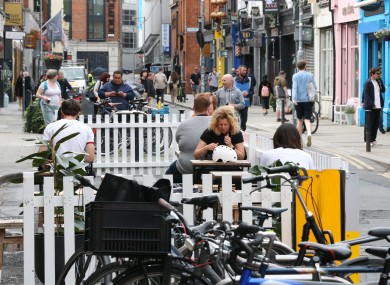 Pedestrianised streets in Dublin city centre this afternoon.