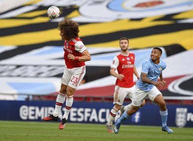 David Luiz in action against Manchester City today.