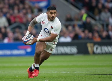 Manu Tuilagi in action for England in the Six Nations back in March.