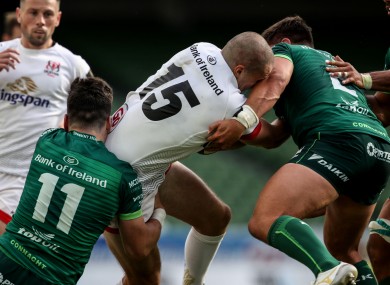 Stockdale runs into contact on an attack from fullback on Sunday.