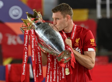 James Milner with the Premier League trophy.