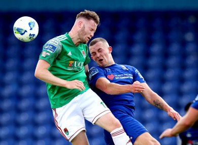Kevin O'Connor of Cork clashes with Waterford's Michael O'Connor.