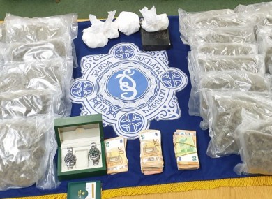 The drugs and valuables seized by gardai.