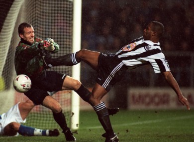 Flowers clashes with Les Ferdinand in 1995.