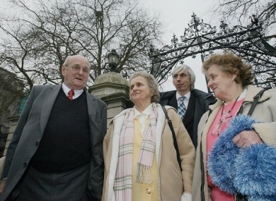Members of Seamus Ludlow’s family, sisters Eileen Fox (r) and Ann Sharkey (centre) with brother Brendan Ludlow (centre left) and nephew Michael Donaghan.
