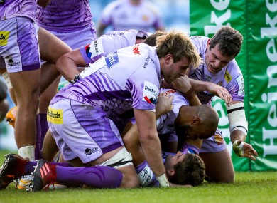 Exeter outscored Saints by five tries to two.