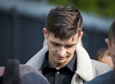 Footballer Jay Donnelly outside Laganside Court in Belfast.