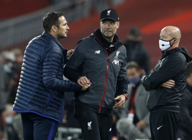 Klopp and Lampard in the July meeting of the sides last season.