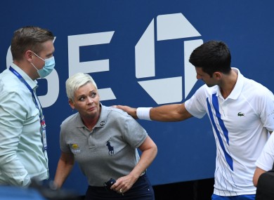 Djokovic apologising after the incident.
