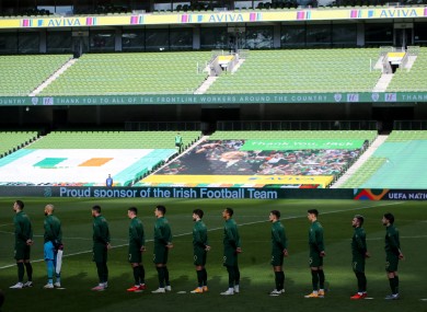 Ireland's football side faced Finland in an empty Aviva Stadium.