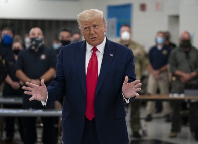 Donald Trump speaks as he tours an emergency operations centre in Kenosha
