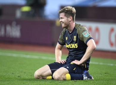 Nathan Collins pictured during Stoke City's win over Aston Villa in the Carabao Cup this evening.