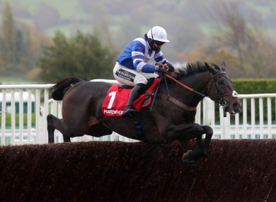 Frodon clears the last before going on to win the Matchbook Betting Exchange Handicap Chase at Cheltenham.