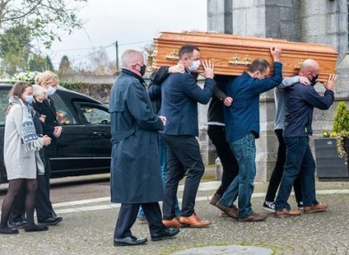 The coffin of Mark O'Sullivan is carried into the Church of the Immaculate Conception, Kanturk.