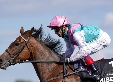 Enable, ridden by Frankie Dettori, on the way