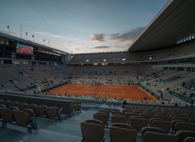 The Court Phillippe Chatrier at Roland Garros during the 2020 French Open.
