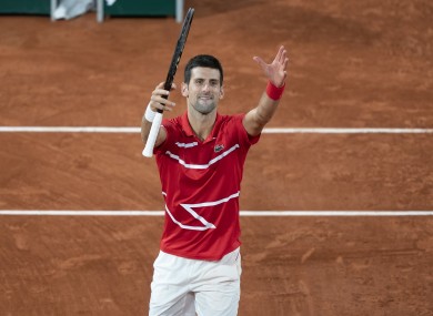 Novak Djokovic after his semi-final victory.