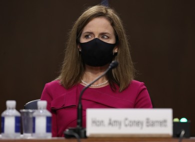 Amy Coney Barrett in the first Senate hearing yesterday.