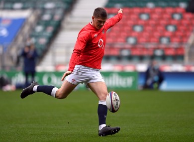 Owen Farrell during Friday morning's training session at Twickenham.