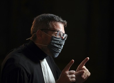 French lawyer Thibault de Montbrial, who is representing US soldiers who foiled a terror attack on an Amsterdam-Paris train in 2015, speaks to media on the opening day of the Thalys attack trial,