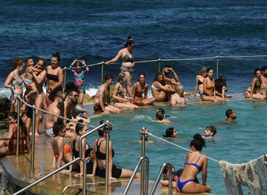 People cool off at Bronte Beach in Sydney