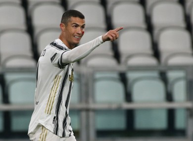 Cristiano Ronaldo celebrates a goal.