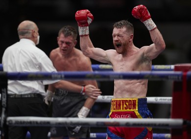 Belfast's James Tennyson celebrates his 'Fight Camp' victory over Gavin Gwynne.