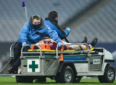 Joe Canning leaves the pitch in Croke Park.