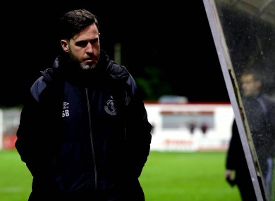 Stephen Bradley vacating the sideline at Tolka Park.