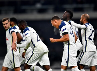 Tottenham Hotspur's Carlos Vinicius (second right) celebrates.