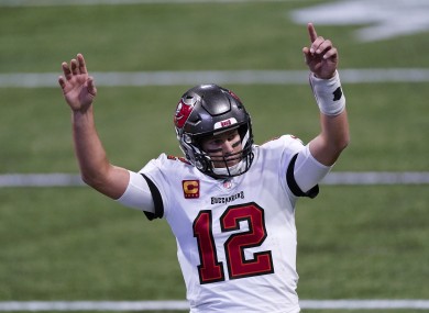 Tom Brady celebrates a touchdown.