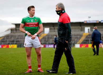 Cillian O'Connor with manager James Horan after the Connacht semi-final.