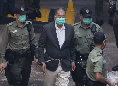Jimmy Lai before appearing in court in Hong Kong earlier today.