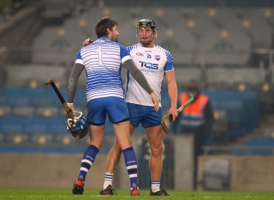 Iarlaith Daly (right) celebrates with Stephen O'Keeffe after Waterford's win over Kilkenny.