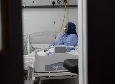 A patient is treated at Rafic Hariri University Hospital in Beirut, Lebanon.