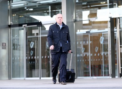 Former chief executive of Anglo Irish Bank David Drumm leaving the Dublin Circuit Criminal Court in February 2018.