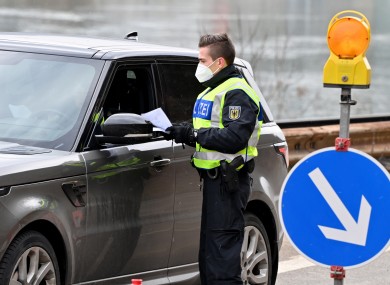 Officers of the German Federal Police check persons arriving from Austria