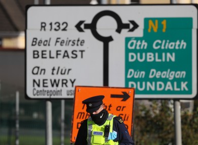Gardaí checkpoint on the border in October 2020