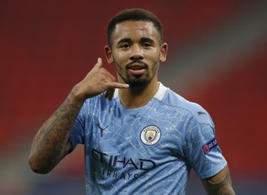 Gabriel Jesus celebrates.