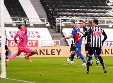 Crystal Palace's Gary Cahill scores their side's second goal of the game.