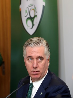 John Delaney during a press conference at The Aviva Stadium in 2018.