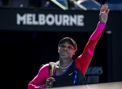 Serena Williams of the United States of America waves farewell after losing her match against Naomi Osaka.