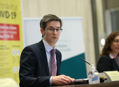 Deputy Chief Medical Officer Dr Ronan Glynn at yesterday's NPHET briefing.