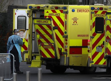 File photo. Paramedic and ambulance outside the Mater in Dublin.