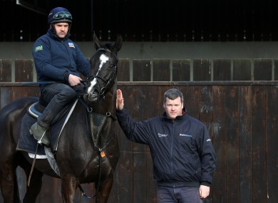 Trainer Gordon Elliott (right) with Don Cossack and Simon McGonagle during a visit to Gordon Elliott's stables at Cullentra House in 2016 (file photo).