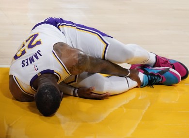 LeBron James after suffering his ankle injury.